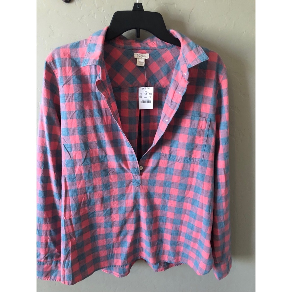 NWT J Crew plaid blouse size large